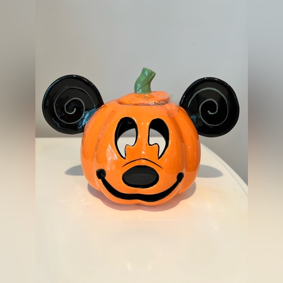 DISNEY Mickey Mouse HALLOWEEN Pumpkin Votive Candle Holder Tea Light Ceramic - Picture 1 of 4